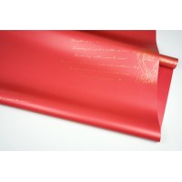 Пленка матовая корейская "Букетик" (цвет красный), 58см*10м, 65 мкм 
