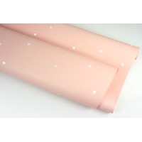 Пленка матовая корейская "Базовая в сердечки" (цвет розовый), 58см*10м, 65 мкм 