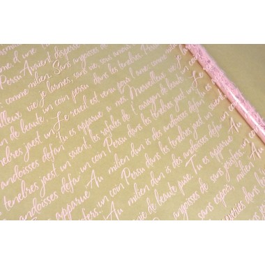  Пленка прозрачная с рисунком "Слова" (розовый) 70см, 200гр